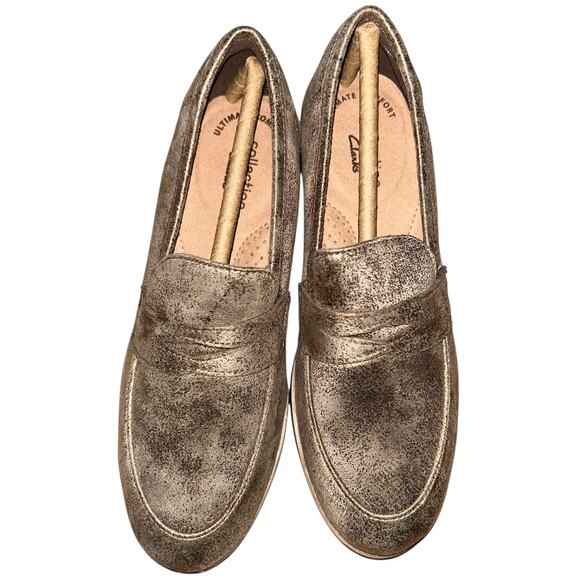 Clarks Women's Size 5 Trish Rose Loafers Copper Metallic Girls Size 3 - Picture 1 of 5